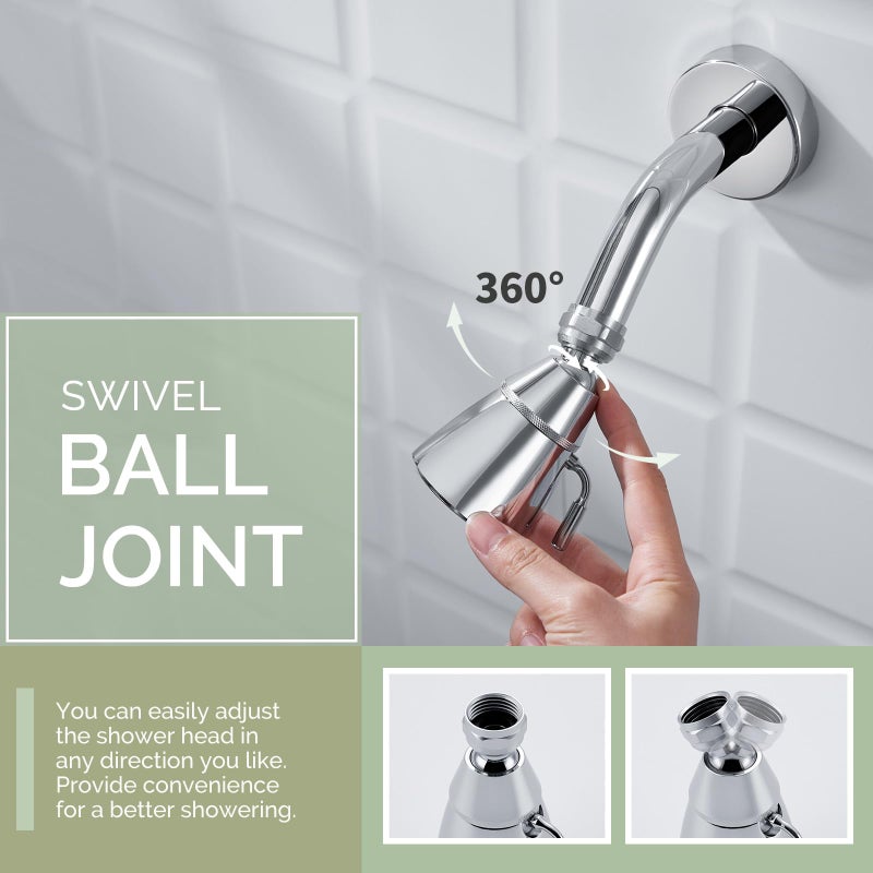 Angle Simple High Flow Shower Head, Brass Swivel Joint Adjustable Shower Sprayer, G 1/2, Chrome - Image 5